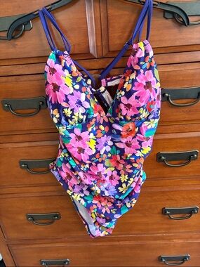 Cupshe Purple Floral One-Piece Swimsuit